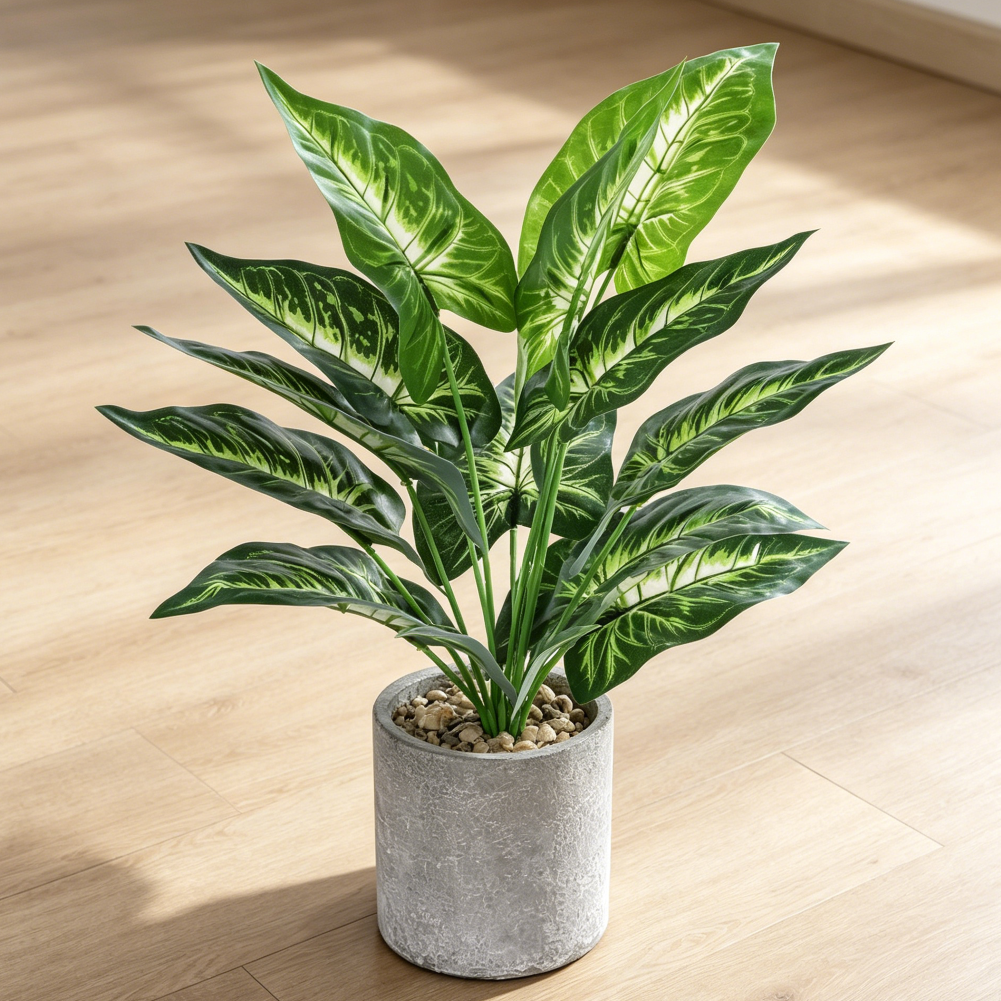 16" Artificial Tropical Sage Green Desk Plant